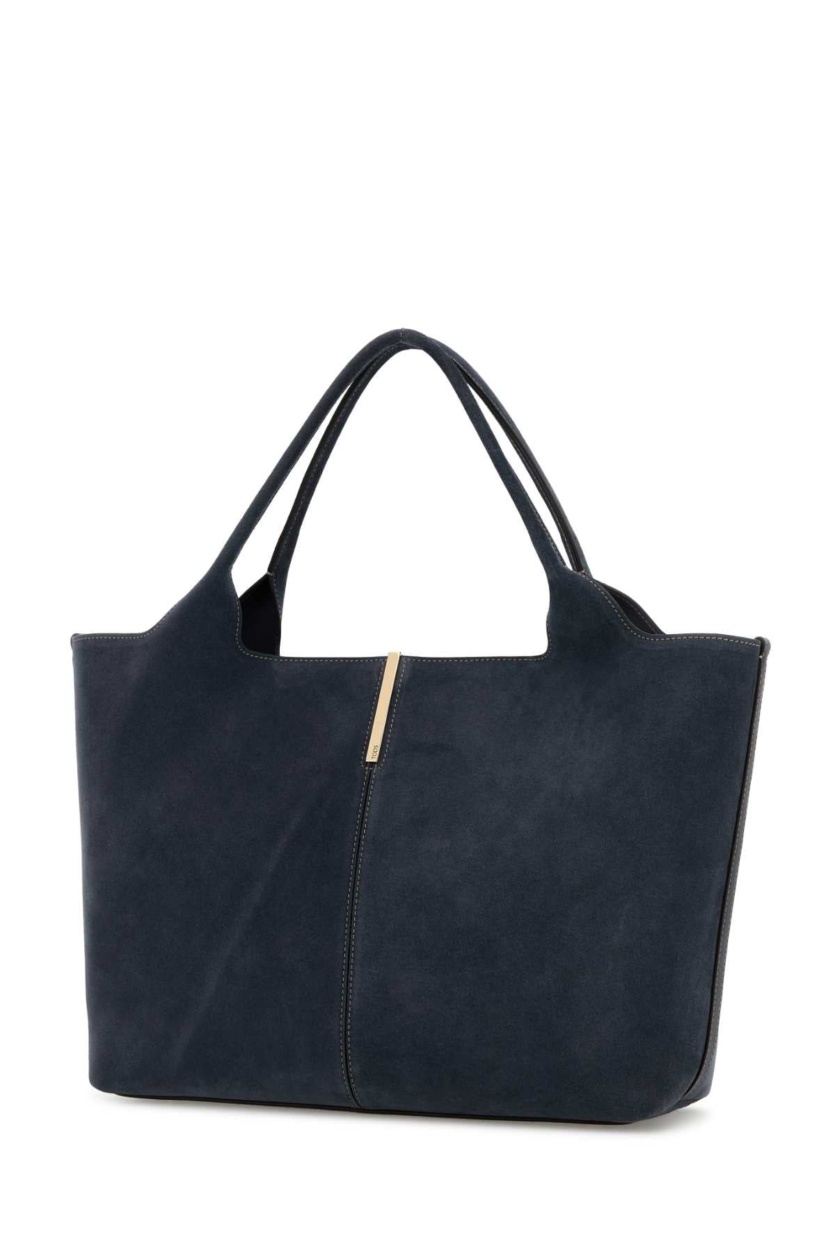 Tod's Women Navy Blue Suede Shopping Bag