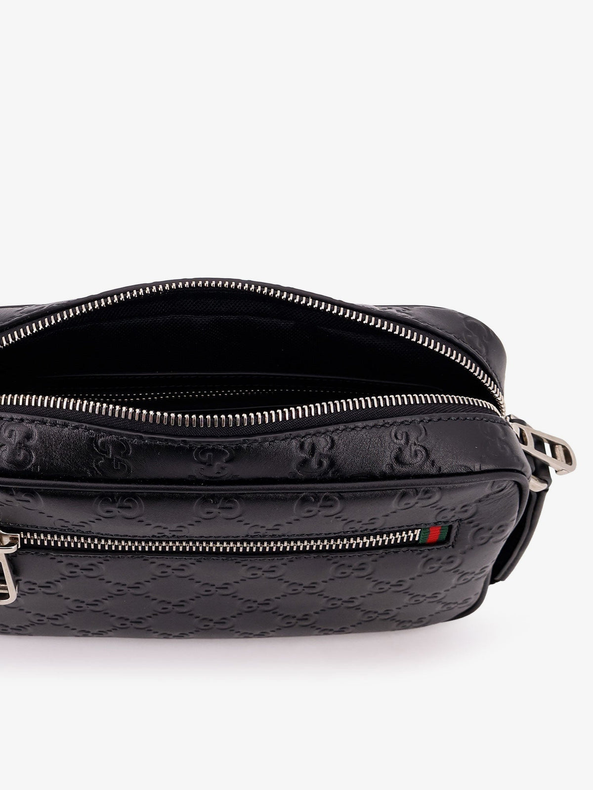 Gucci Men Gg Emblem Leather Crossbody Bag