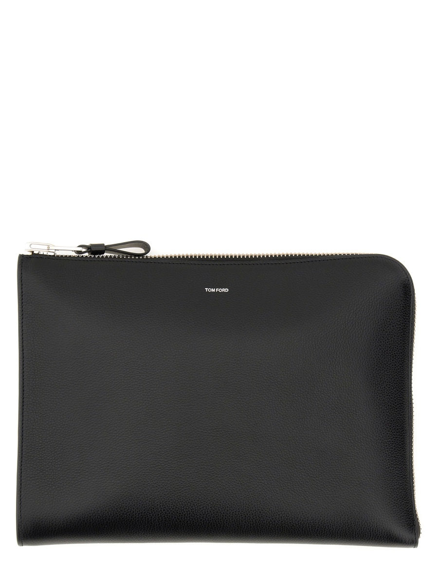 Tom Ford Men Zippered Leather Portfolio