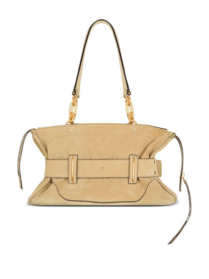 Balmain Women "Anthem" Suede Leather Shoulder Bag