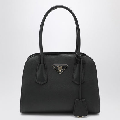 Prada Medium Shopping Bag In Black Leather Women