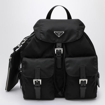 Prada Black Re-Nylon And Saffiano Backpack With Pouch Women