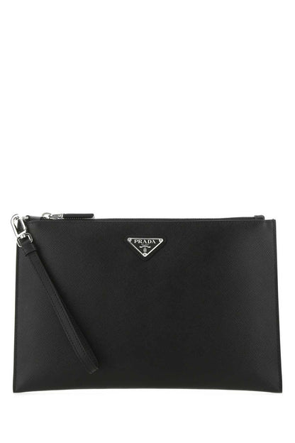 Prada Men Black Leather Clutch