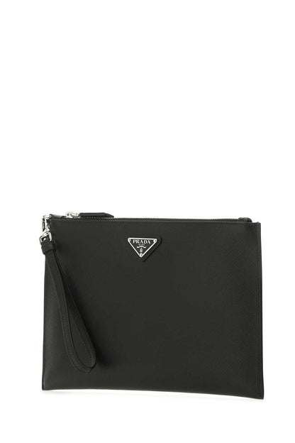 Prada Men Black Leather Clutch