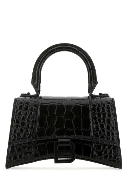 Balenciaga Women Black Leather Hourglass Xs Handbag