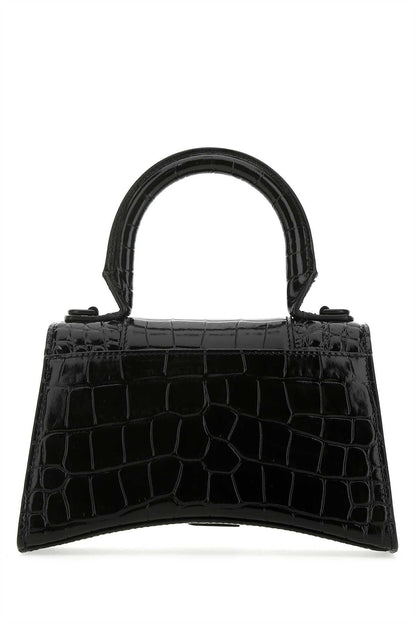 Balenciaga Women Black Leather Hourglass Xs Handbag