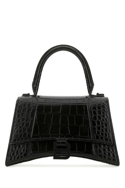 Balenciaga Women Black Leather Small Hourglass Handbag