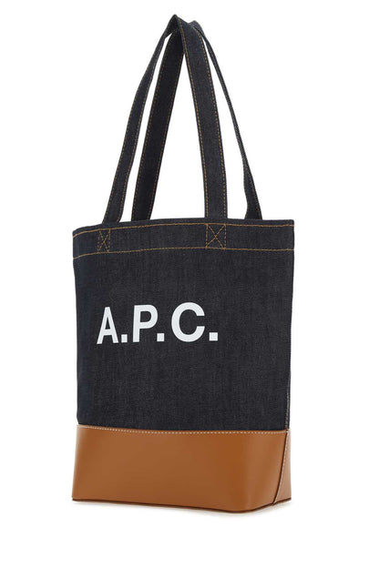 A.P.C. Men Two-Tone Denim And Leather Axelle Shopping Bag