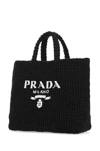 Prada Women Black Raffia Shopping Bag