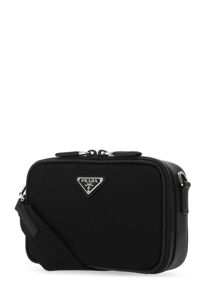 Prada Men Black Leather And Nylon Crossbody Bag