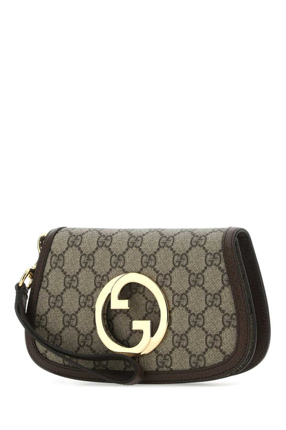 Gucci Men Gg Supreme Fabric Mini Gucci Blondie Clutch