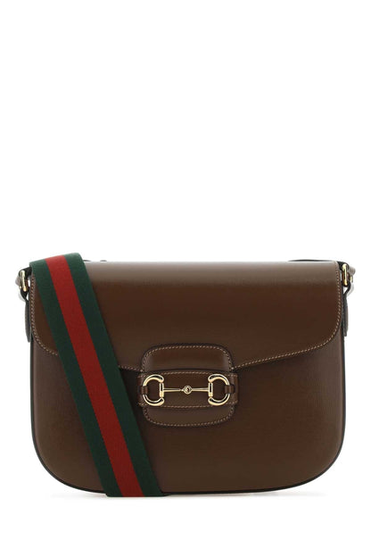Gucci Men Brown Leather 1955 Horsebit Shoulder Bag