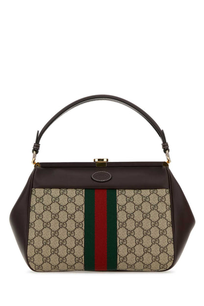 Gucci Women Gg Supreme Fabric And Leather Handbag