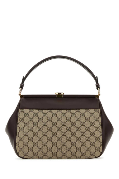 Gucci Women Gg Supreme Fabric And Leather Handbag