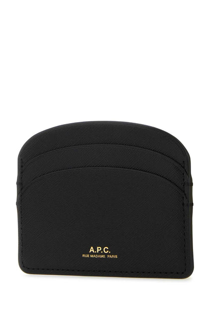 A.P.C. Women Black Leather Demi-Lune Card Holder
