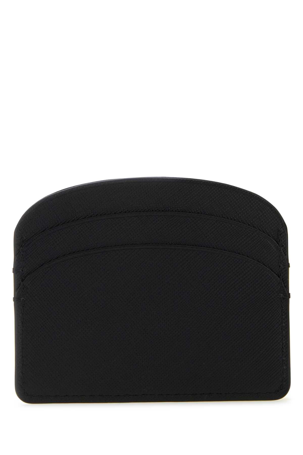 A.P.C. Women Black Leather Demi-Lune Card Holder