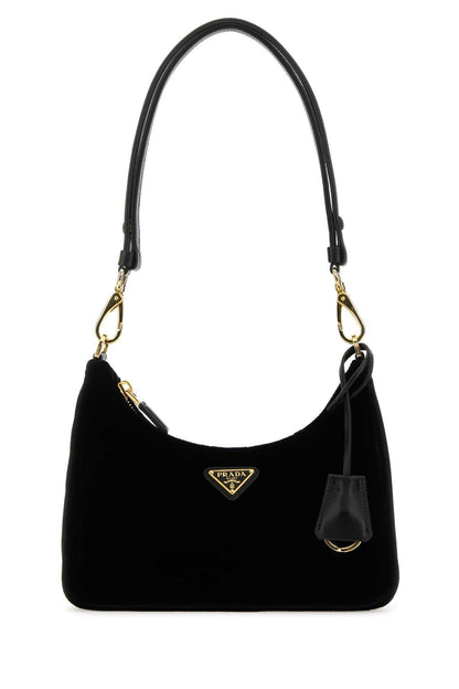 Prada Women Black Velvet Mini Prada Re-Edition Shoulder Bag