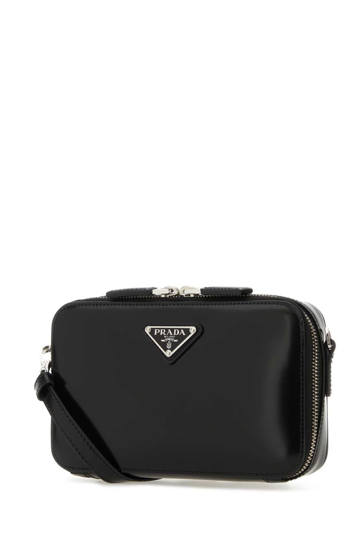 Prada Men Black Leather Brique Crossbody Bag