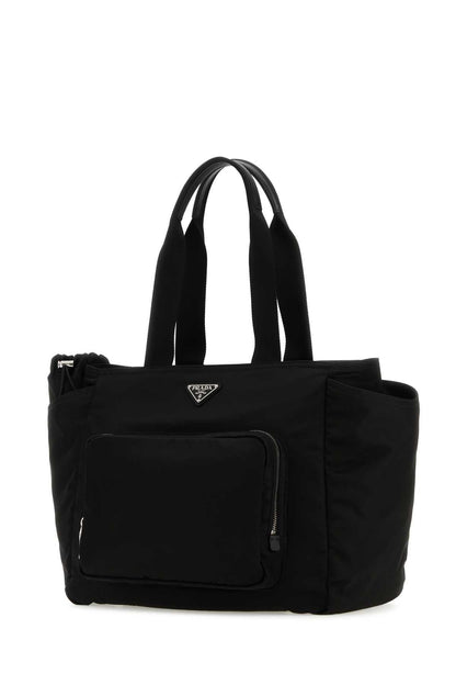 Prada Women Black Nylon Shopping Bag