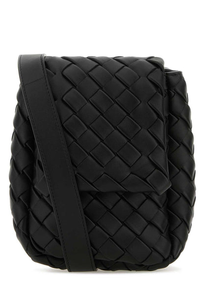 Bottega Veneta Men Black Leather Crossbody Bag