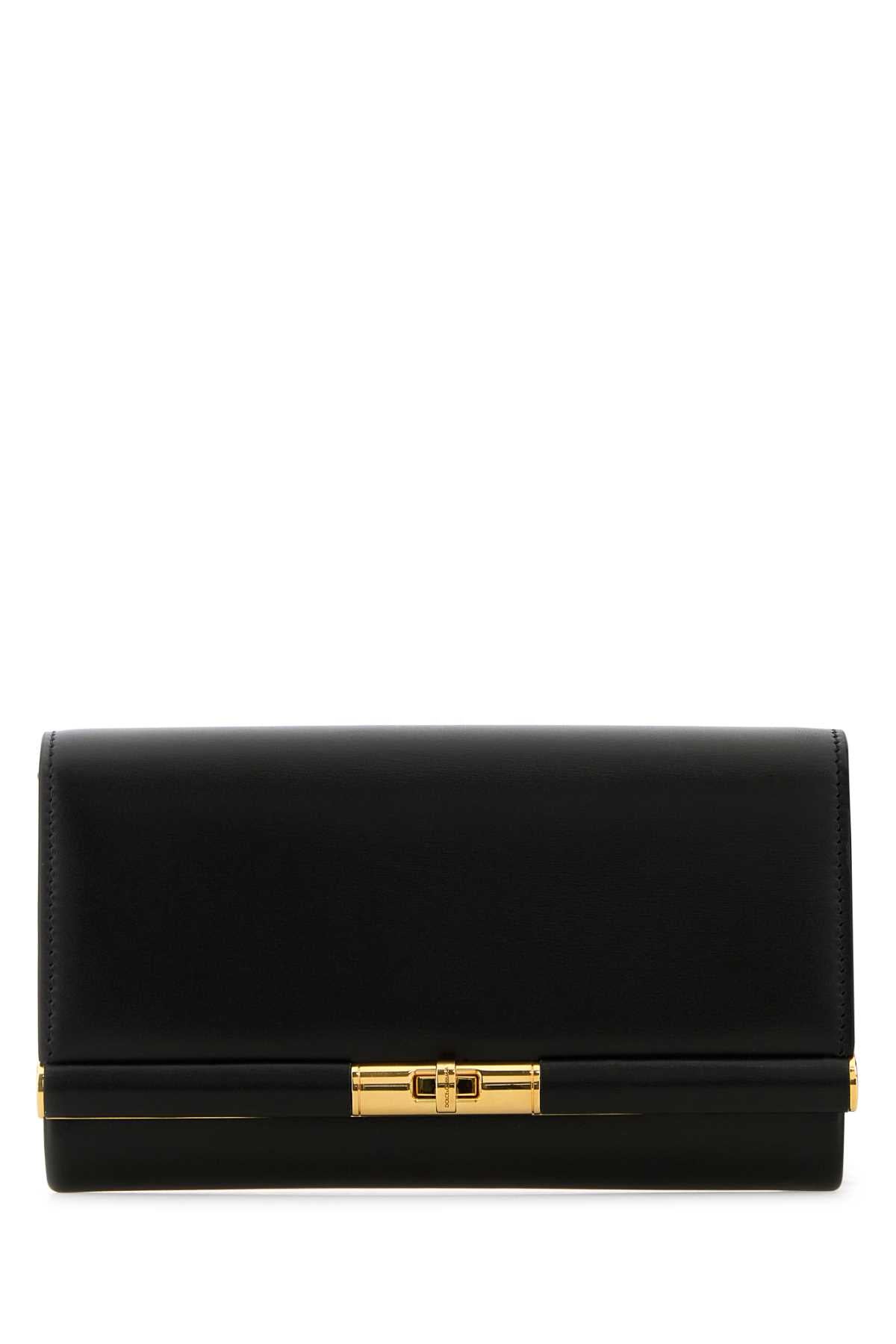 Dolce & Gabbana Women Black Leather Marlene Clutch