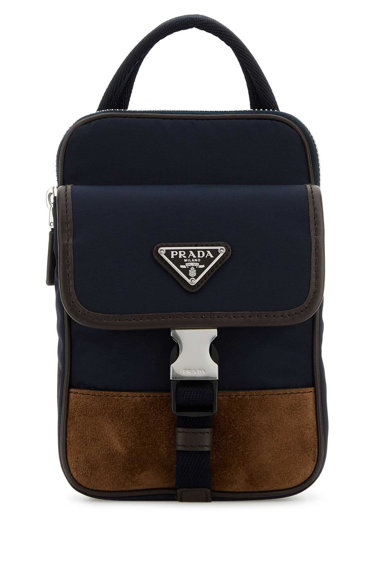 Prada Men Two-Tone Nylon And Suede Phone Case