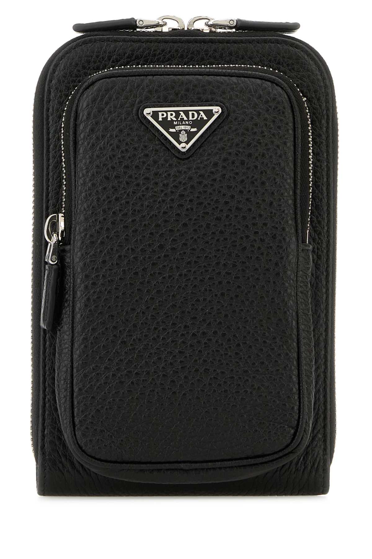 Prada Men Black Leather Phone Case
