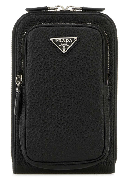 Prada Men Black Leather Phone Case