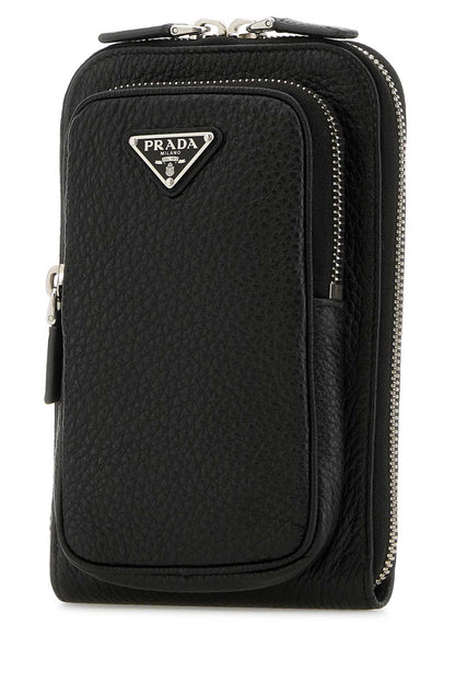 Prada Men Black Leather Phone Case