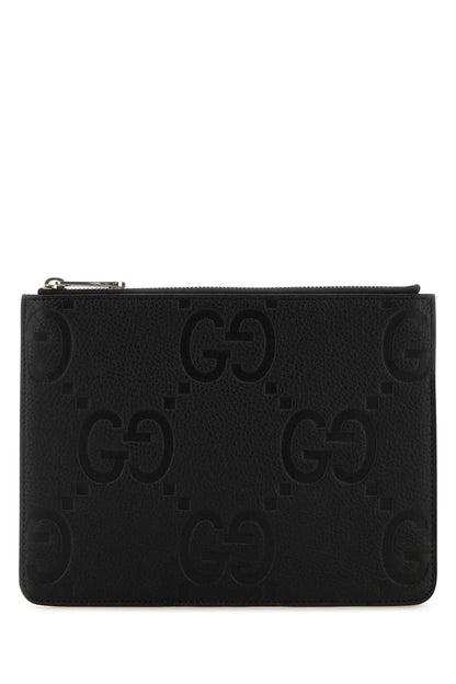 Gucci Men Black Leather Medium Clutch