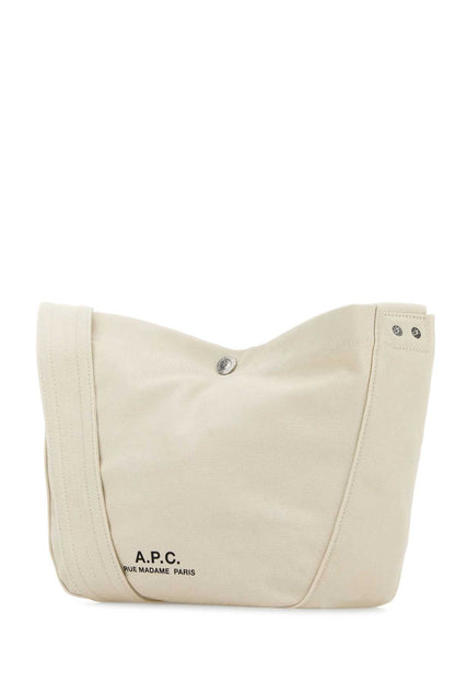 A.P.C. Women Ivory Canvas Small Besace Crossbody Bag