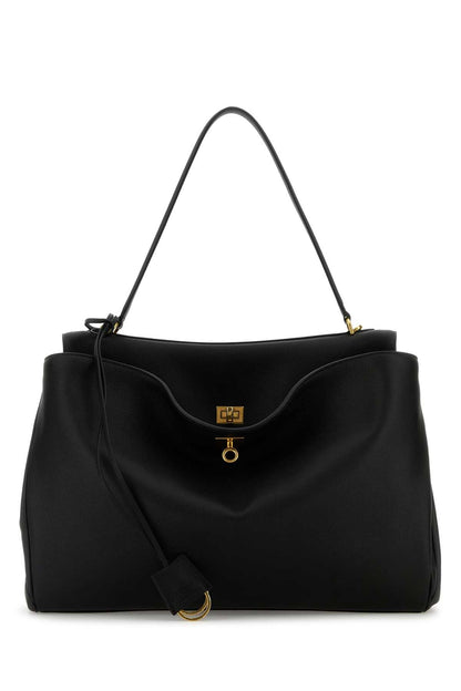 Balenciaga Women Black Leather Large Rodeo Handbag