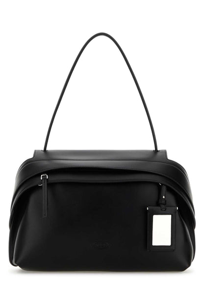 Tod's Women Black Eather Medium Tod S Wave Shoulder Bag