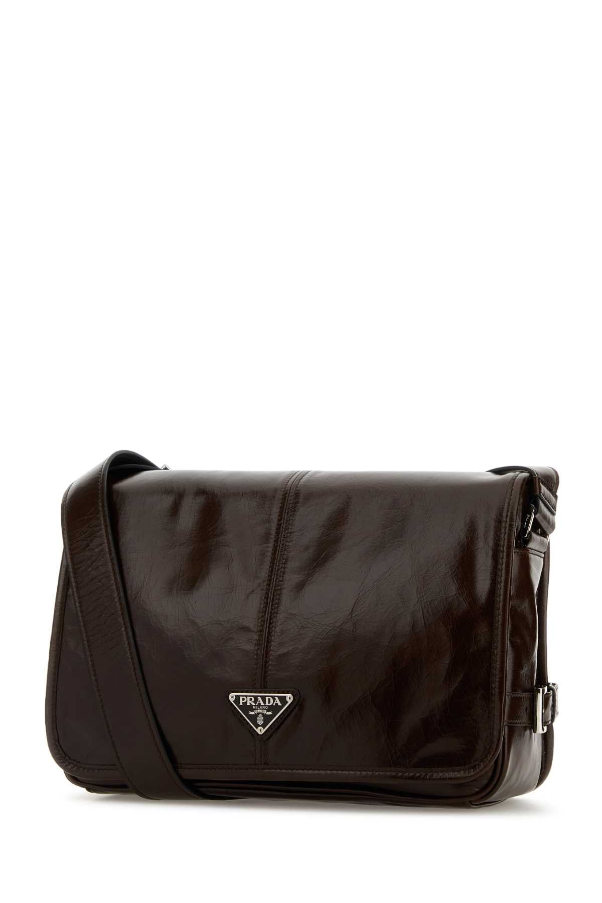 Prada Men Chocolate Leather Crossbody Bag
