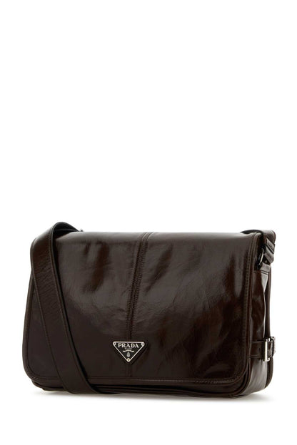 Prada Men Chocolate Leather Crossbody Bag