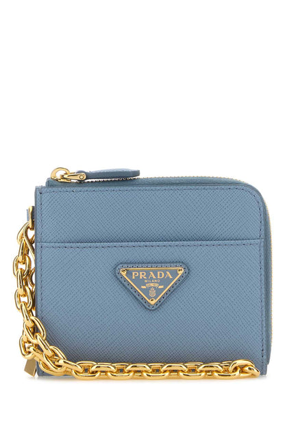 Prada Women Light Blue Leather Wallet