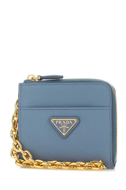 Prada Women Light Blue Leather Wallet