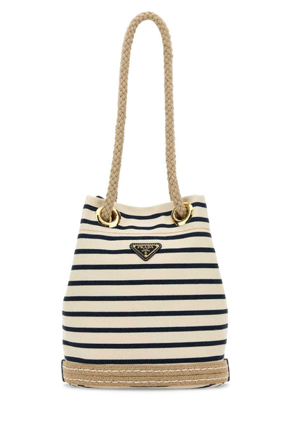 Prada Women Embroidered Canvas Bucket Bag