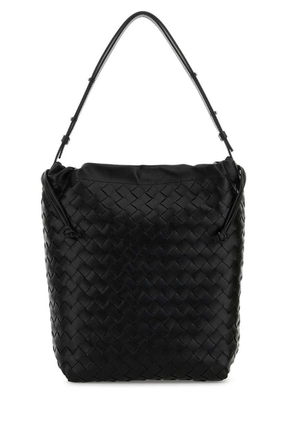Bottega Veneta Men Black Leather Shopping Bag