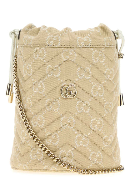 Gucci Women Gg Denim Small Gg Marmont Bucket Bag