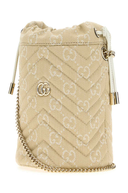 Gucci Women Gg Denim Small Gg Marmont Bucket Bag