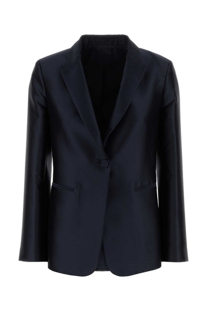 Alberta Ferretti Women Navy Blue Satin Blazer
