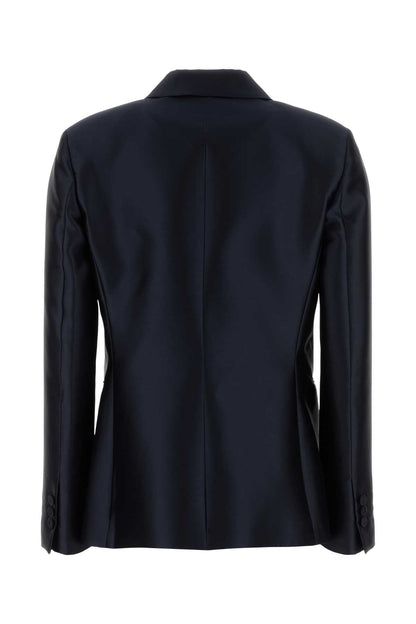 Alberta Ferretti Women Navy Blue Satin Blazer