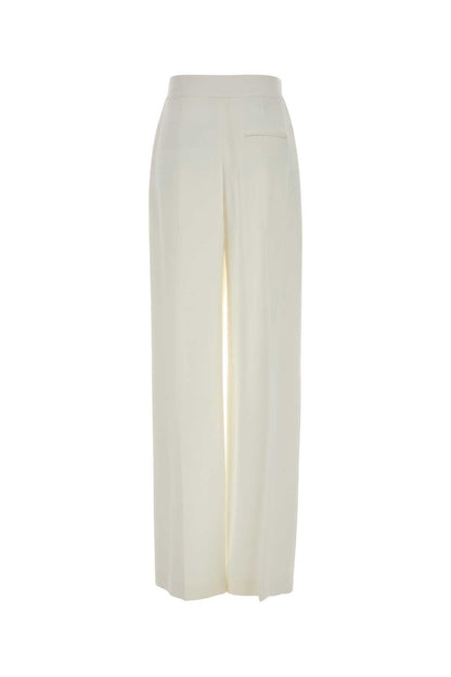 Alberta Ferretti Women White Stretch Crepe Wide-Leg Pant