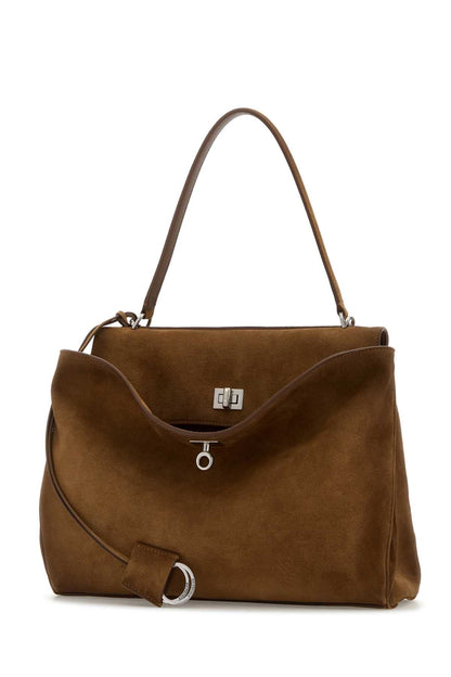 Balenciaga Women Brown Suede Medium Rodeo Handbag
