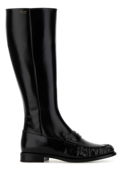 Prada Women Black Leather Boots