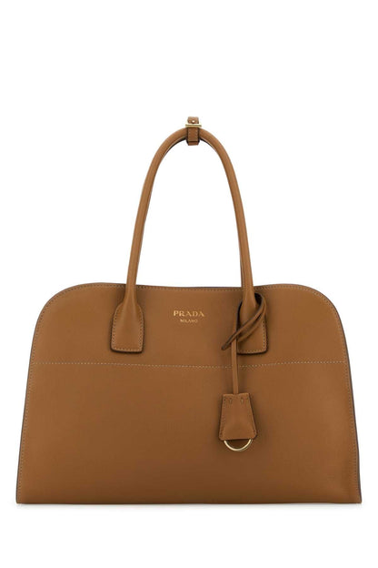 Prada Women Camel Leather Medium Shopping Bag