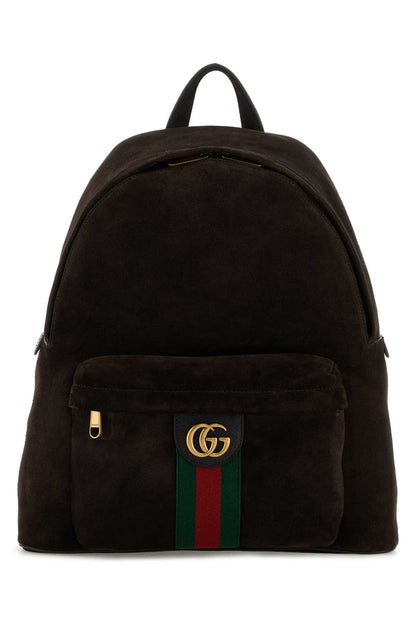Gucci Men Dark Brown Suede Medium Ophidia Backpack
