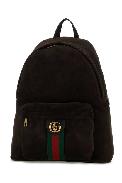 Gucci Men Dark Brown Suede Medium Ophidia Backpack
