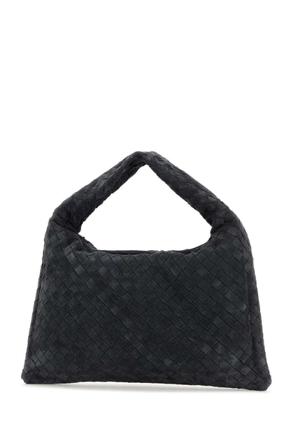Bottega Veneta Women Dark Grey Suede Small Hop Shoulder Bag